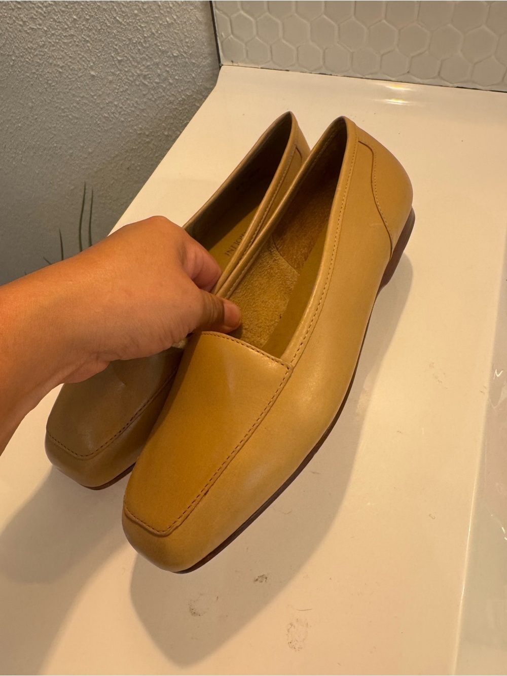 Enzo Angiolini Mustard Tan Leather Loafers- NWOT